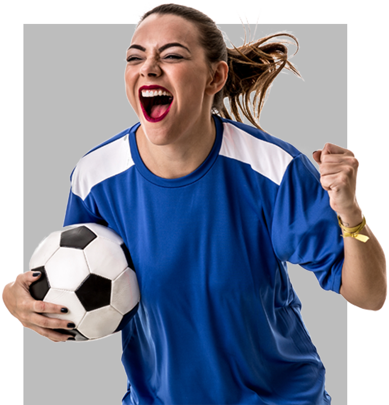 Female soccer player celebrating